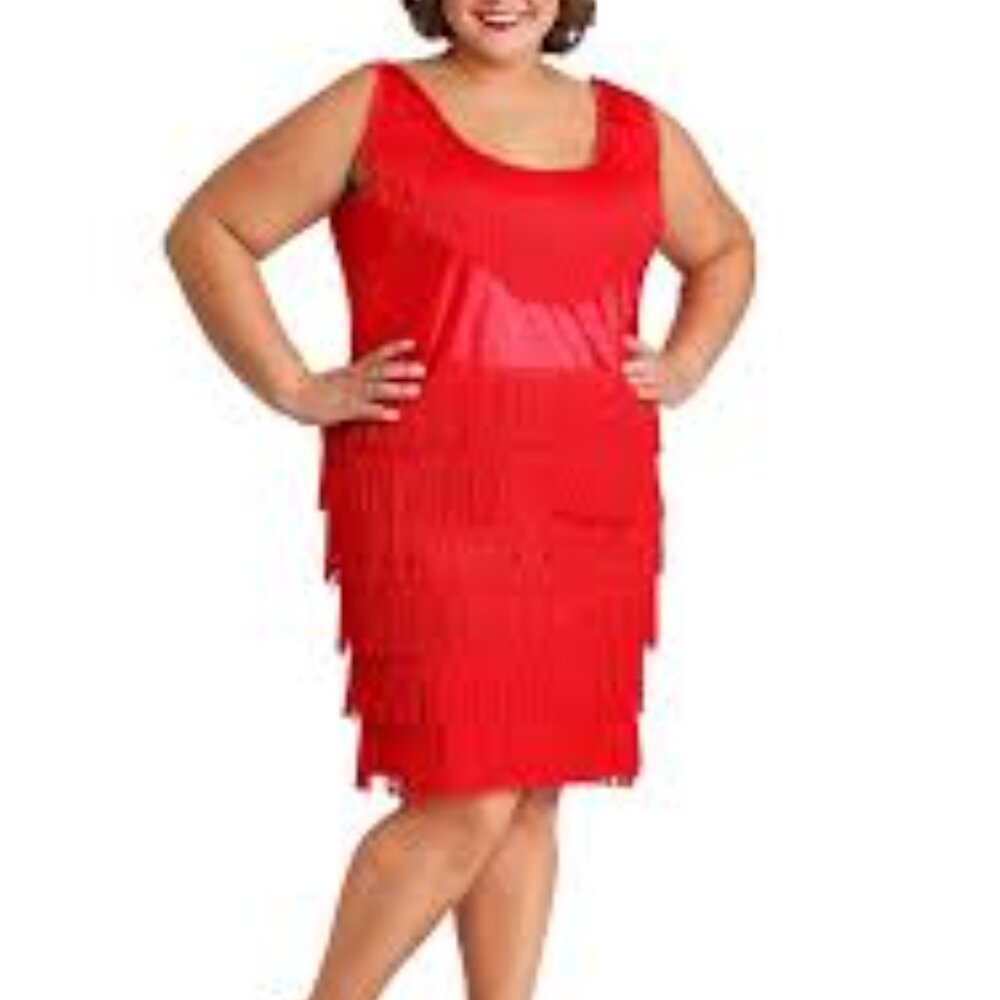 Flapper Dress - Red Fringe - Perfect for Cosplay Costume Theater Halloween